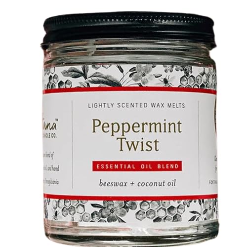 Fontana Candle Co - Peppermint Twist Candle 9 oz | Lightly Scented Candle | Made from Beeswax and Coconut Oil | Essential Oil | Wood Wick | Long Lasting | Clean Burn and Non Toxic